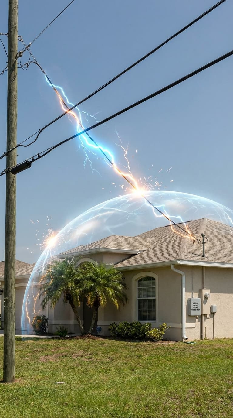 Whole-home surge protection device installed near an electrical panel
