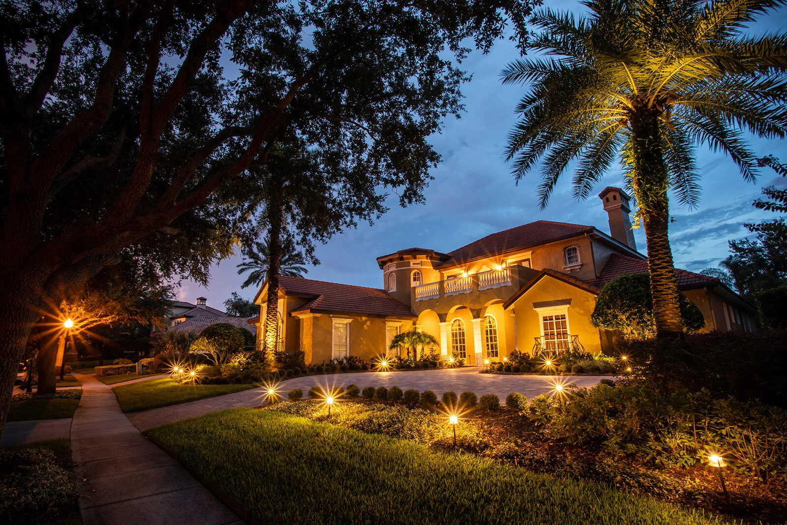 Outdoor lighting installation by New Dawn Electric at a Sarasota FL home